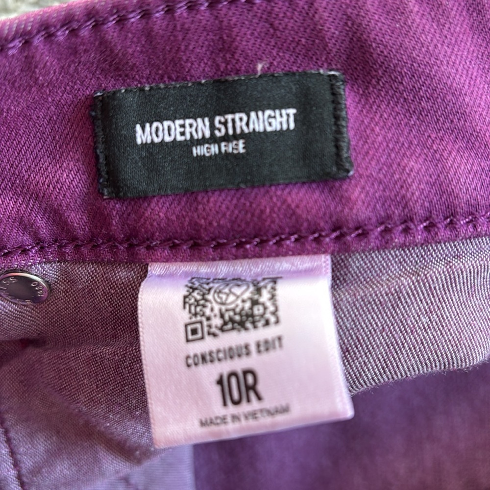 Express Modern Straight High Rise Jeans, Purple - Picture 6 of 14